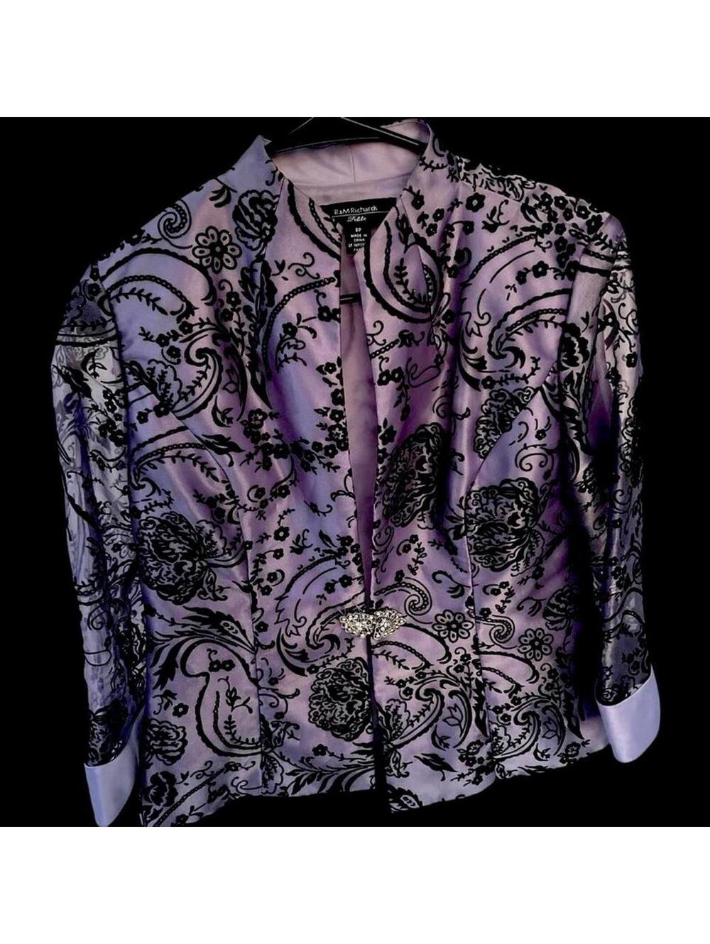 R&M Richards Women's Purple and Black Blous